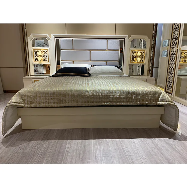 Muebles de diseño de lujo, cama king turca moderna, nuevos tejidos