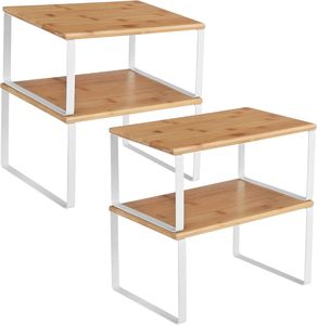 Organiseurs d'étagères de placard, lot de 4 étagères de comptoir de <span class=keywords><strong>cuisine</strong></span>, empilables, étagères à épices extensibles - Product Image 1