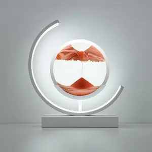 모조리 책상 램프 그림-데스크탑 홈 장식 투명 끊임없이 변화하는 움직이는 예술 그림 흐르는 모래 그림 3D 밤 빛