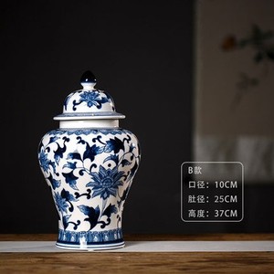 Vases antiques en porcelaine bleu blanc chinois en céramique émaillée faite à la main avec un design traditionnel décoration de la maison salon chambre à coucher - Product Image 6