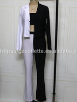 Costume de danse pour adultes, costumes de scène pour femmes, costume de danse de ballet en spandex blanc et noir pour adultes