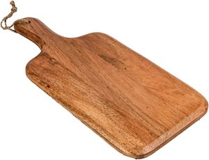 Tagliere in Legno di Acacia con Manico, Blocco da Taglio Rotondo per Piano di Lavoro, Vassoio per Formaggi, Carne e Pane - Product Image 2
