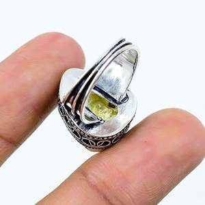 Bagues artisanales en topaze citron naturelle brute, argent sterling 925, style bohème, unisexe. - Product Image 3
