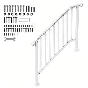 Barandilla de aluminio retro blanca de 3-4 escalones para escaleras exteriores, para porche, terraza, personas mayores - Product Image 1