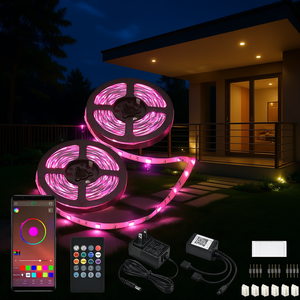 Ruban LED DB 12mm 5050 RGB découpable DC24V avec télécommande via application, éclairage intelligent intérieur/extérieur IP65, PCB noir - Product Image 2