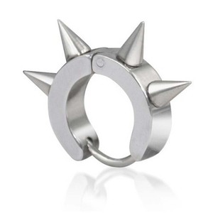 Pendientes de diente de lobo de acero inoxidable policromático médico de estilo Punk, diente de <span class=keywords><strong>sierra</strong></span> Huggie para niños o niñas - Product Image 1