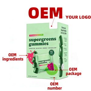 OEM Yeşil Süper Sebze Tozu Jelibonları Çeşitli Organik Sebzeler, Algler, Vitaminler, Mineraller, Besin Takviyesi Jelibonları - Product Image 3