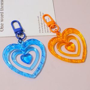 Sweet Acrylic Heart-shaped Pendant Keychain for Girls, Mobile Phone Hanger, Bag <b>Accessory</b>, Pendant for Bags - Product Image 2