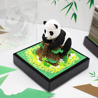 Calendrier de bureau créatif 3D en forme de panda, en papier découpé à la main, avec notes adhésives, cadeau culturel