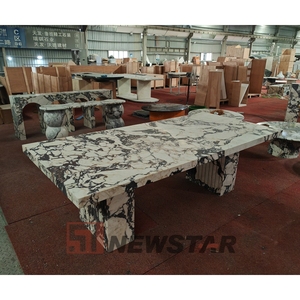 <span class=keywords><strong>Mobili</strong></span> in marmo di lusso italiano su misura di grandi dimensioni rettangolare Calacatta <span class=keywords><strong>Viola</strong></span> <span class=keywords><strong>Viola</strong></span> Base quadrata tavolo da pranzo in marmo - Product Image 4