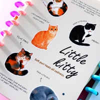Cuaderno B5 con diseño de gatito y orificios de hongo, encuadernación de disco, patrón de gato, 80 hojas, 100 g/m², rayado, regalo escolar para niños, papelería al por mayor