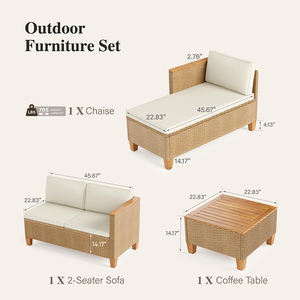 डौऊ फैशन आउटडोर संयोजन लाउंज सोफे आरामदायक विकर रतन गार्डन छोटे पाश फर्नीचर सोफे सेट - Product Image 2