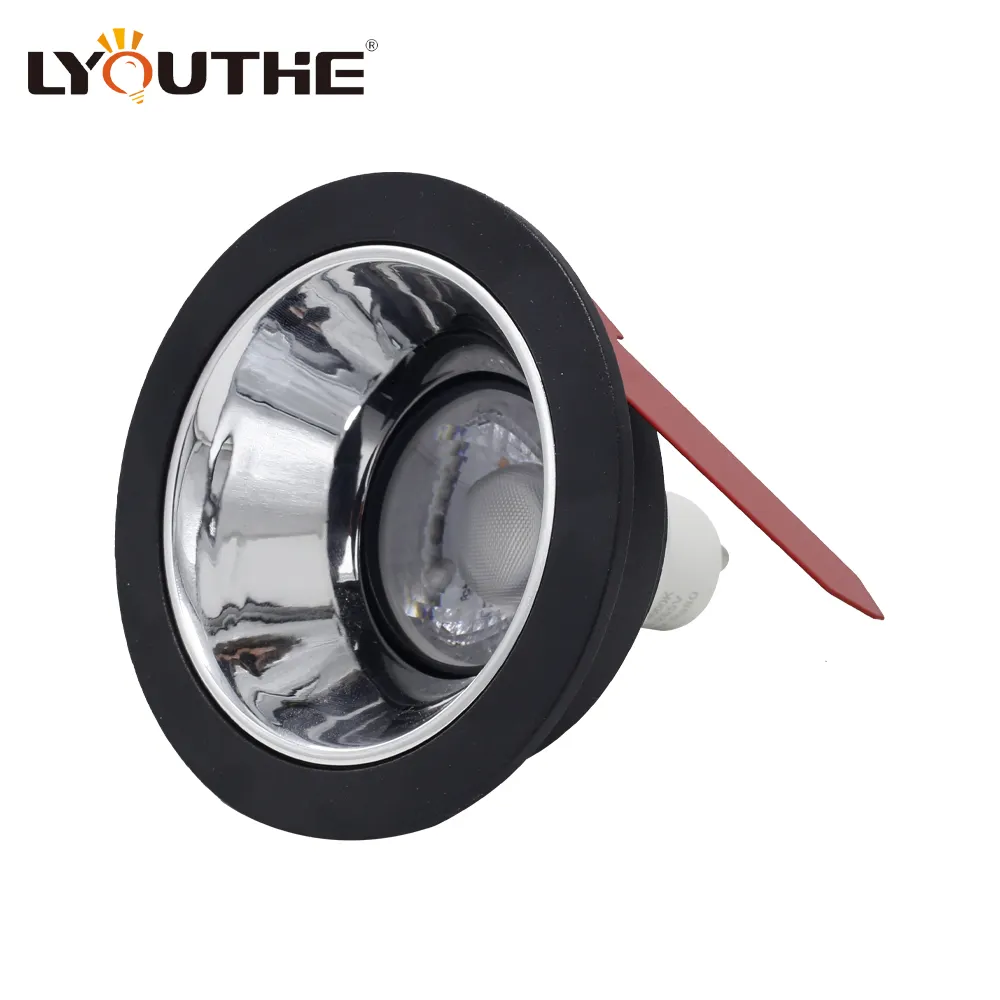 Indoor white black gold silver reflective cup anti glare adjustable plastic GU10 COB round downlights