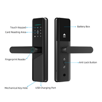 Usine OEM Haute Sécurité Rfid Carte Mot de Passe Code Électrique Numérique Serrure De Porte Intelligente D'empreintes Digitales Tuya Ttlock App