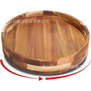 Bandeja Giratoria de Madera de Acacia Redonda, Plato de Almacenamiento de Escritorio de Color Natural, Tipo Vertical - Product Image 1