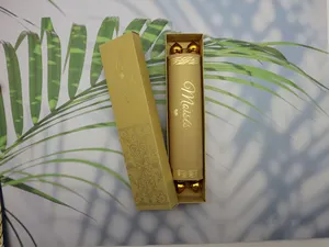 Nicro personalizar estilo real hoja de oro estampado caja única borla papel de embalaje desplazamiento Rolling tarjetas de invitación de boda