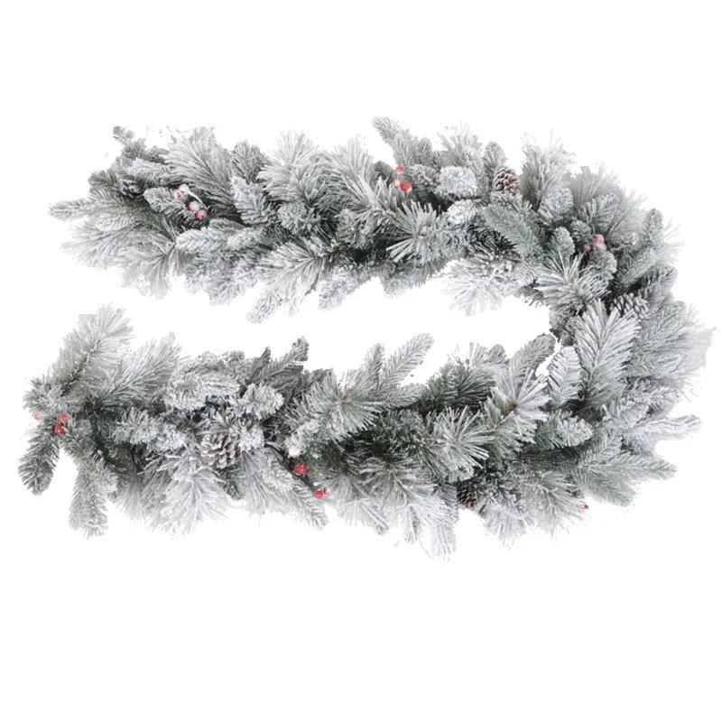 Christmas Decoration Customized With Snow Effect Artificial Red Berries Garland Swag Christmas Garland