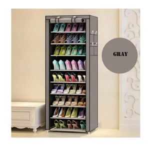 10 Ebenen Schuh regal 30 Paar Vliesstoff Schuh turm Organizer Schrank Schwarz