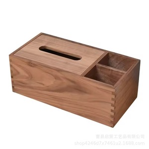 Caja de pañuelos de madera de nogal negro, caja de almacenamiento multiusos cubierta para el hogar, dormitorio, sala de estar, mesa de comedor de hotel - Product Image 5