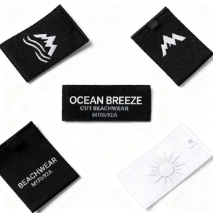Étiquettes de vêtements tissées personnalisées <span class=keywords><strong>autocollantes</strong></span> <span class=keywords><strong>pour</strong></span> vêtements, jeans, étiquettes de marque privée, écologiques, lavables, gravure de vêtements - Product Image 1