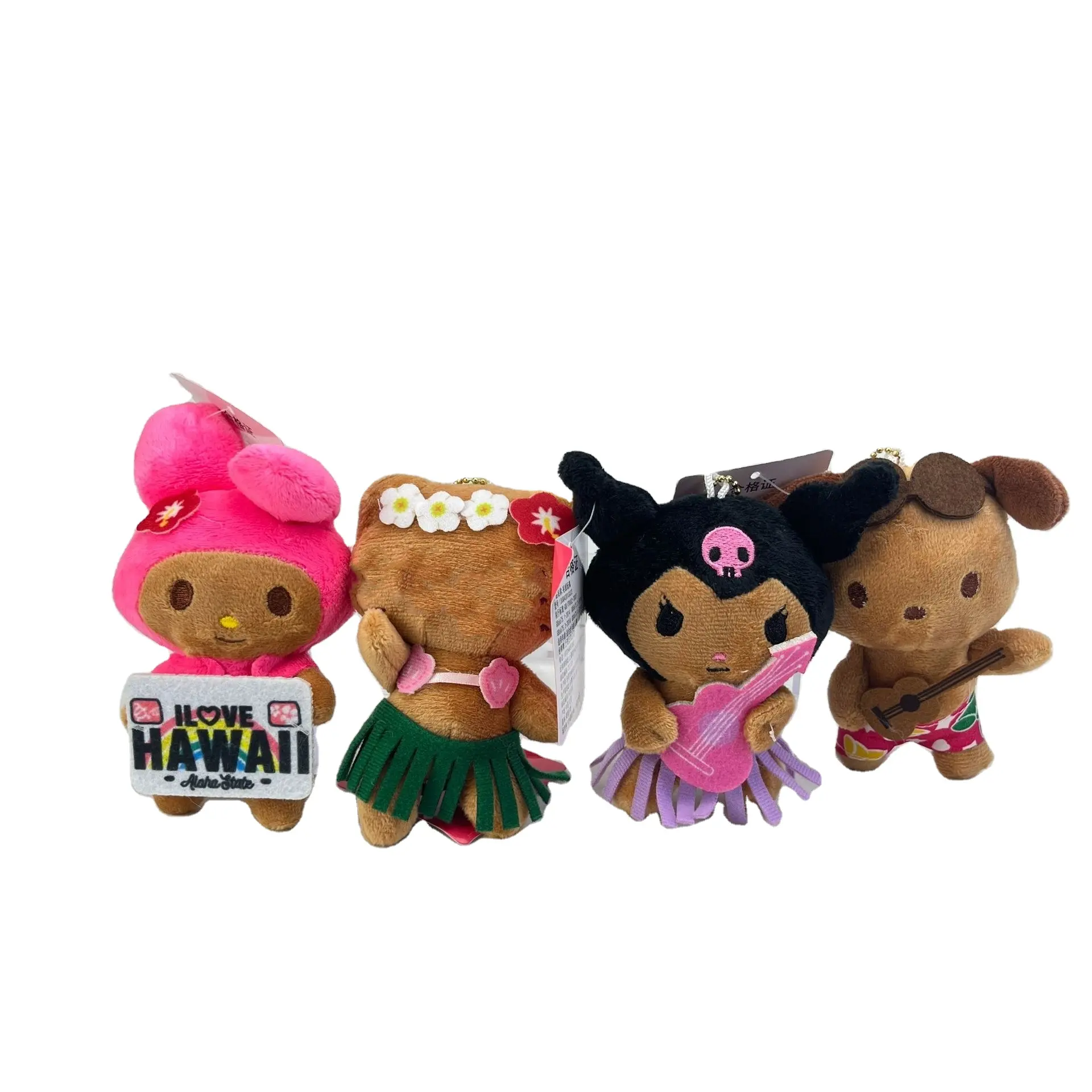 New Hawaii Holiday Style Swimming Surfboard Melody Cat Stuffed Animal Plush Doll Kawaii Dangle Accessories