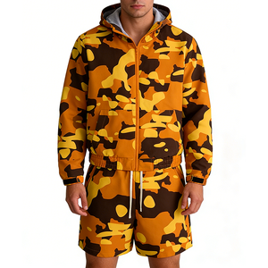 <strong>Men's</strong> Plus Size Camouflage 2 Piece Tracksuit Set Windbreaker Jacket Drawstring <strong>Shorts</strong> Loose Fit Windproof Water Resistant Casual - Product Image 2