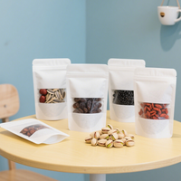 Sachet refermable en papier kraft blanc, résistant à l'humidité, pour petits emballages alimentaires, avec fenêtre, pour aliments pour bébés, chips de pommes de terre