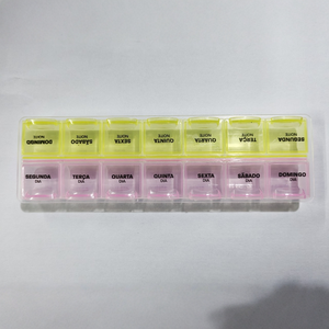 Màu đỏ và màu vàng 14 ngăn hai hàng hộp thuốc 7 ngày PP vật liệu du lịch hộp thuốc hộp thuốc cho vitamin dầu cá - Product Image 4