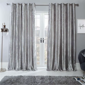 Luxury Silver <strong>Grey</strong> <strong>Crushed</strong> <strong>Velvet</strong> Eyelet Ring Top Fully Lined Blackout <strong>Curtains</strong> for Hotel - Product Image 2