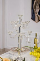Magnifique candélabre en cristal de verre à 9 bras pour mariage, décoration d'intérieur, centre de table de mariage