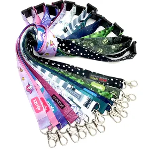 Wholesale Personalizado Plain Retractable Printed Logo Nylon Polyester Neck Strap Sublimation Custom Lanyard With Buckle