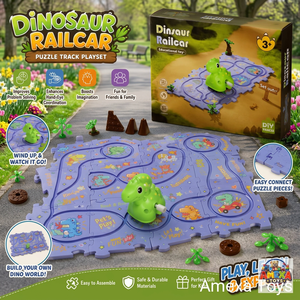 Circuit de train dinosaure à monter soi-même avec puzzle et jouets à remonter pour enfants en plastique/PVC JR MS INDUSTRIES - Product Image 4