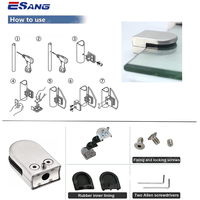 ESANG-Pinces à verre en acier inoxydable 304, 4 pièces, réglable, 1/4-1/2 pouces, porte-balustrade en verre incurvé