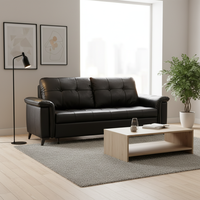 Canapé-lit moderne italien pour salon, luxe léger, cuir noir, télécommande, canapé-lit 2 places pour la maison