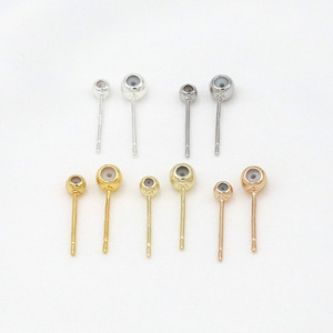 18K solid gold universal <b>earring</b> <b>post</b>, 925 silver needle, glue bead <b>earring</b> <b>post</b>, 14K gold-plated positioning and adjusting - Product Image 3
