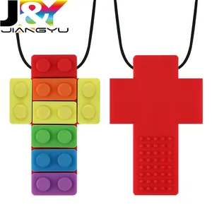 Großhandel Regenbogen Kreuz Ziegel Sinnes-Maus-Halsband Spielzeug für Autismus ADHS Kinder Zahnen beißen