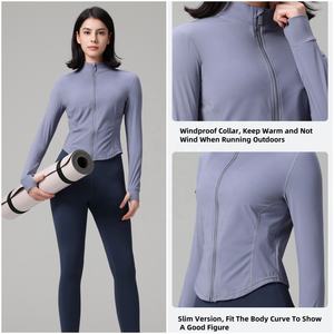 Chaqueta Deportiva de Yoga para Mujer, Cortavientos, Manga Larga, con Orificios para Pulgares, Cierre, Ligera, Transpirable, para Correr - Product Image 3