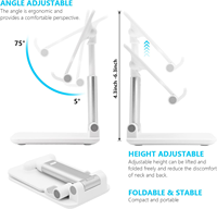 Support de téléphone et tablette pliable et flexible pour bureau, réglable en hauteur et en angle, étanche, compatible avec tous les iPhones