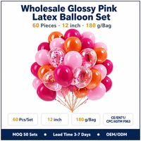 Lot de 60 décorations de fête rose et orange de 12 pouces, idéales pour les fiançailles et les anniversaires sur le thème tropical