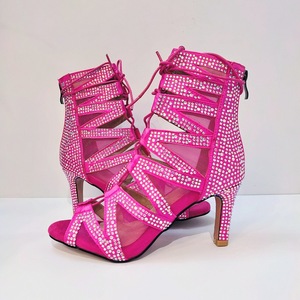 Botas de Jazz Latino Doradas para Mujer de 7cm/9.5cm/11cm, Brillantes, Transpirables, de Malla, con Tacón Alto, para Baile de <span class=keywords><strong>Bachata</strong></span>, Salsa y Salón - Product Image 6