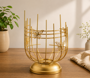 Golden <b>Butterfly</b> Iron Metal Flameless Tea <b>Light</b> Candle Holder Decorative Tabletop Lantern Christmas Elegant Home Decor Living - Product Image 2