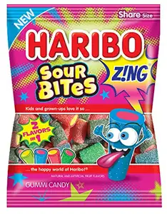 Haribo Z!NG Sour Bites Gummy Candy, 4.5oz Bag [Pack of 12]