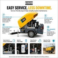 Compresor de Aire de Tornillo Diésel Portátil Atlas Copco XAS88 con Motor Kubota de 33kw para Operaciones en Obras de Construcción de Carreteras