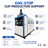 Machine de fabrication de gobelets en plastique jetables PP PET PS, utilisant un servomoteur contrôlé par PLC, pour la production de gobelets transparents par thermoformage.