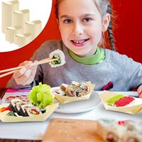 Assiettes jetables en bois en forme de bateau de 1000 pièces, 4 pouces (10,2 cm), assiettes en bambou, assiettes jetables en feuille de bambou pour sushi, plateaux de service