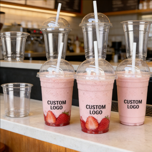 Innovative Clear <b>Plastic</b> Disposable Juice <b>Cups</b> with Covers 12oz 16oz 20oz Capacity for Cold <b>Drinks</b> - Product Image 2