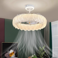 Ventilador de Techo LED de Plástico con Motor AC Contemporáneo, Lámpara de Techo Inteligente con Control Remoto para Cocina