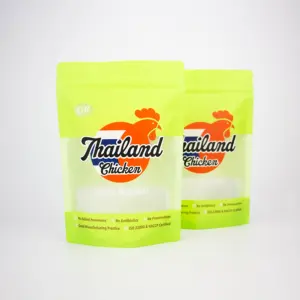 Bolsa de embalaje de pollo de Tailandia con impresión inversa mate personalizada con parte superior de cremallera para comida de supermercado