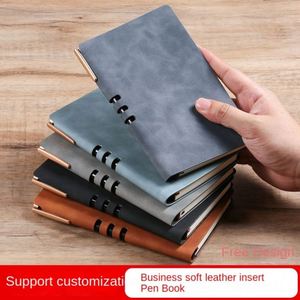 A5 Leather Hardcover Printed Notebook with 100 Sheets for Business Guest Book and Wellness <b>Journal</b> - Product Image 4