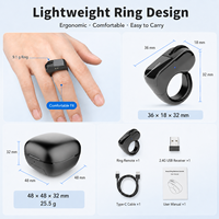 Ratón Anillo Multifuncional, Air Mouse Inalámbrico, Presentador con Panel Táctil, Control Remoto para Teléfono, Tableta, Portátil, PC